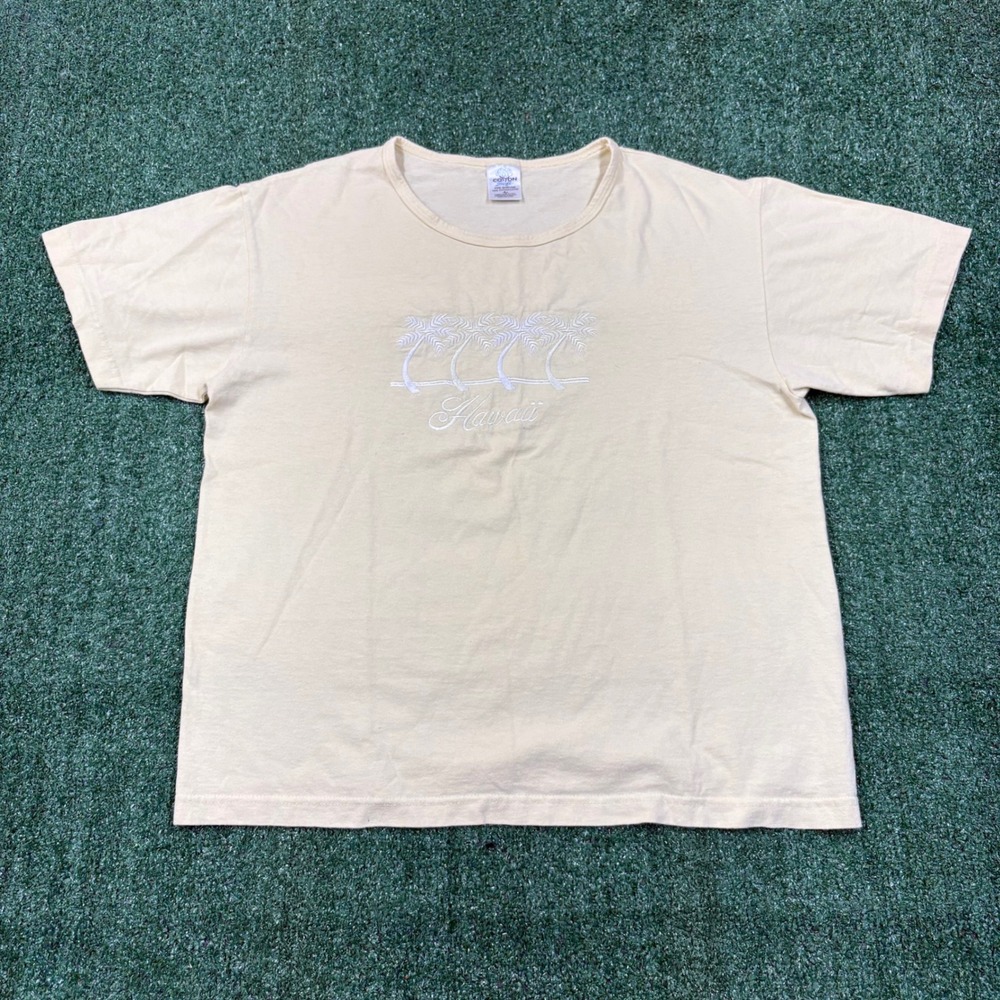 Vintage Hawaii Embroidered Butter Yellow T-shirt